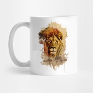 Mystical Monarch: A Lion's Dreamscape Mug